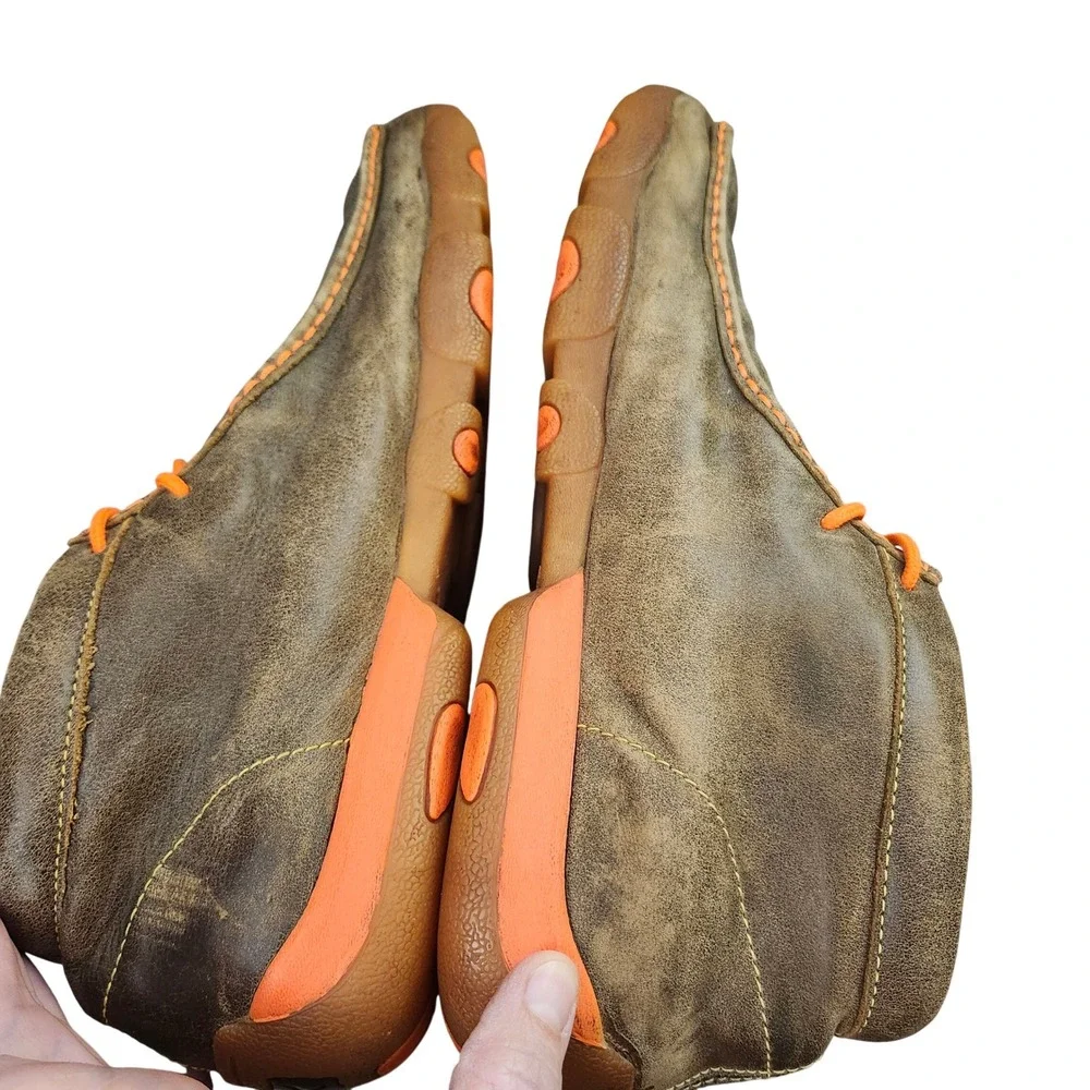 Twisted X Mens Driving Moc Chukka Boots Brown Orange Leather  Size 11.5 M